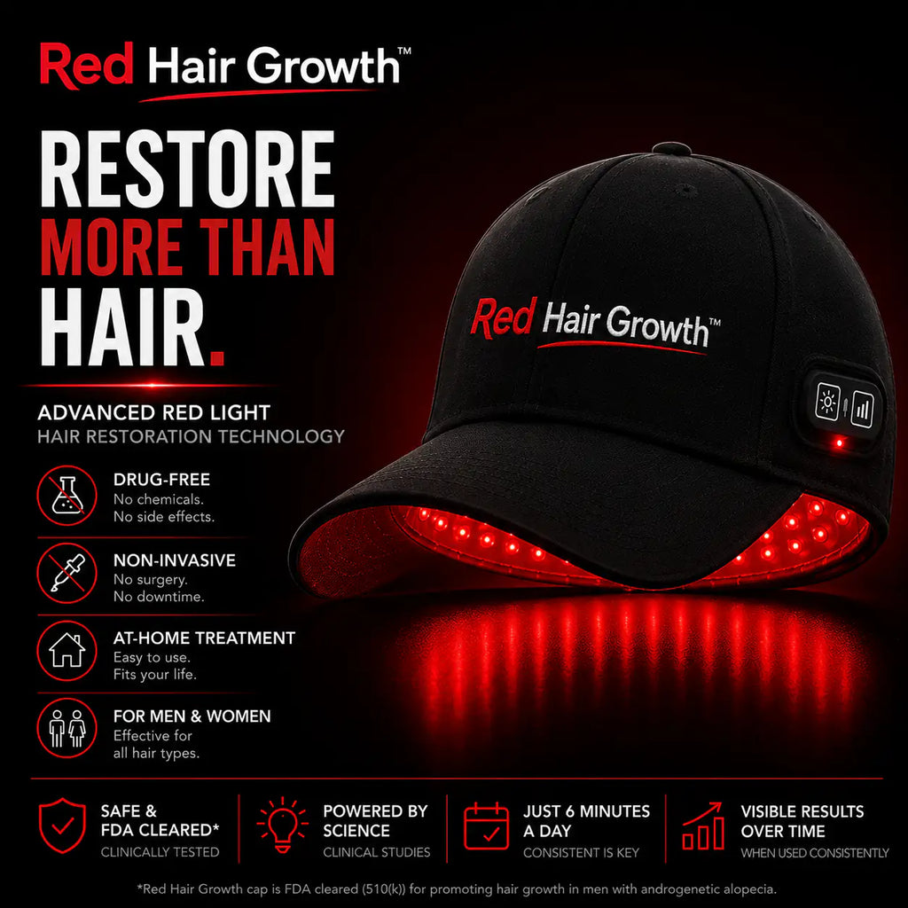 Red Hair Growth Cap - Light Therapy Technology