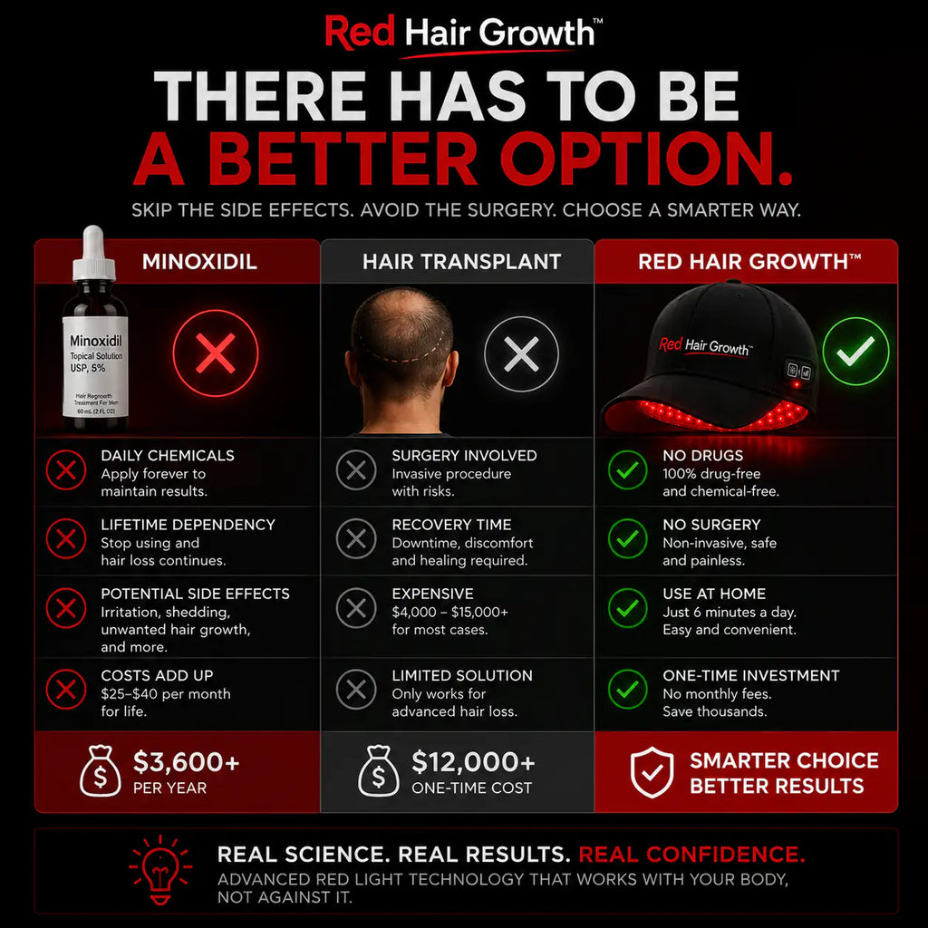 Red Hair Growth Cap - Light Therapy Technology
