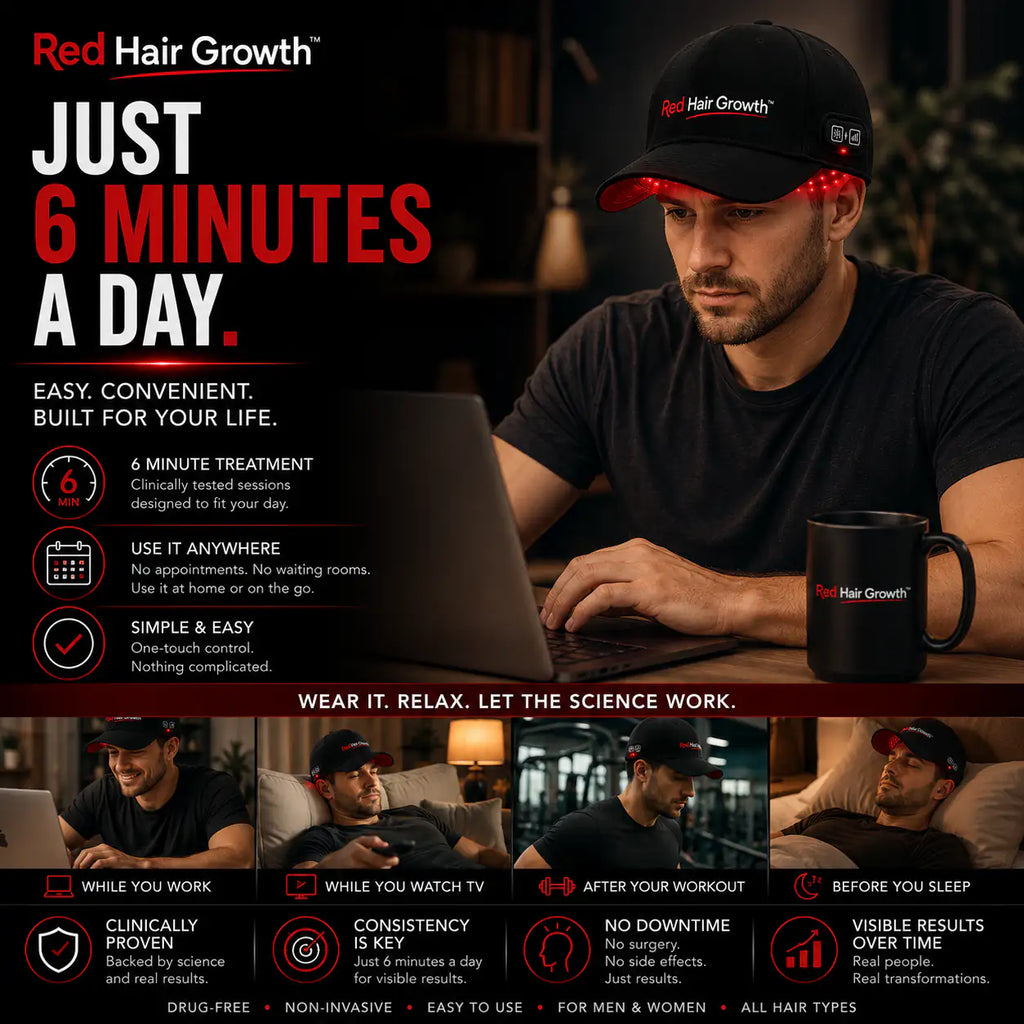 Red Hair Growth Cap - Light Therapy Technology