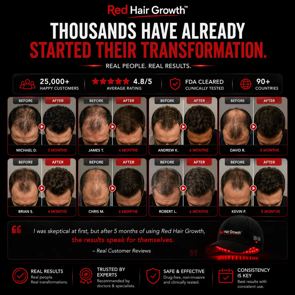 Red Hair Growth Cap - Light Therapy Technology